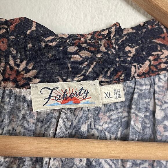 Faherty Portia Top Artisan Block Print Relaxed‎ Flowy Shirt s Size XL - Picture 4 of 9